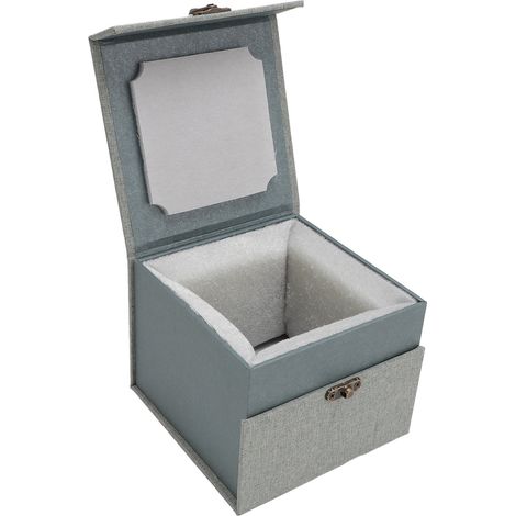 1/4 Kugelgelenk-Puppenkopfbox, Retro-elegant, stoßfest, Aufbewahrungsbox für 18–19,5 cm Kopfumfang, Grau/Grün (1/5)