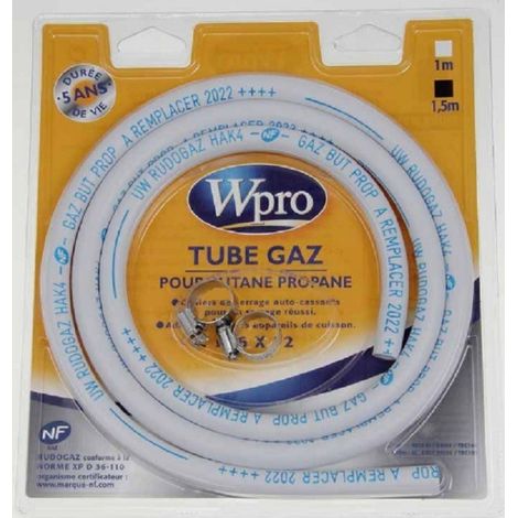 Tuyau gaz butane-propane 1,5m avec colliers – Longueur flexible – Pour cuisinières W-PRO – Installation sécurisée