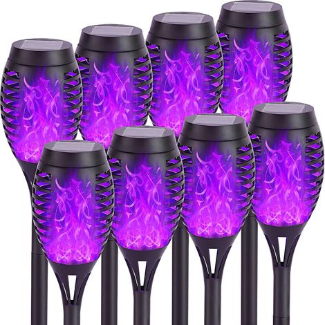 Lot de 8 lampes torches solaires à flamme 12 LED pour jardin-AquaForge