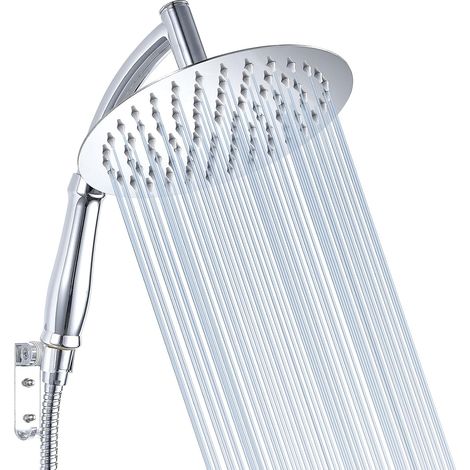 Pommeau de Douche à Effet Pluie Avec Bras de Douche à Main, Pommeaux de Douche Haute Pression en Acier Inoxydable, Pommeau de Douche Rond Avec Bras d'extension et Kits de Support (1/5)