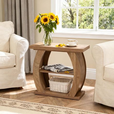 Tribesigns 3-stufiger Beistelltisch für Wohnzimmer, schmaler Nachttisch mit Stauraum, Landhaus-Sofa-Beistelltisch und Nachttisch aus Holz für kleine Räume, Schlafzimmer, Natur, einfache Montage (1/5)