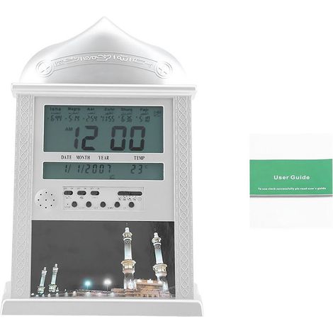 Horloge de prière islamique musulmane, alarme de prière Azan, horloge de Table numérique Azan, batterie argentée exclue (1/5)