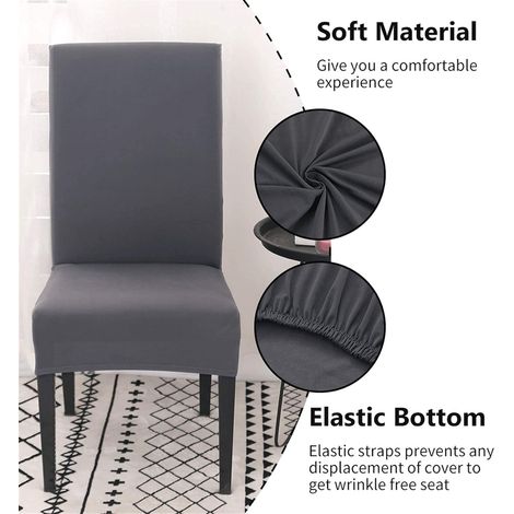 APEX Housses de chaise élastiques, lot de 4, universelles, amovibles et lavables, convenant aux maisons, hôtels et restaurants. (1/5)
