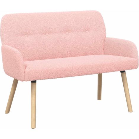 2 Seater Sofa with Solid Wood Legs Pink Bouclé vidaXL (1/5)