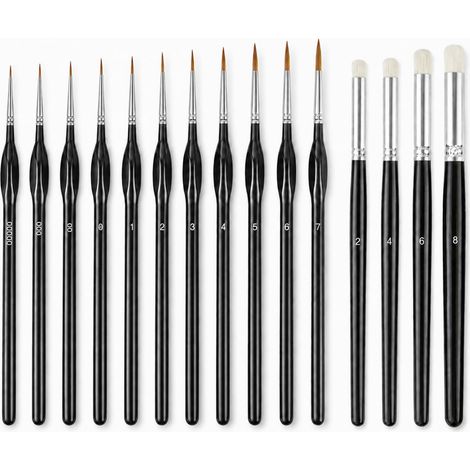 15 Pièces Pinceaux Peinture, 11 Pinceaux Fin et 4 Drybrush (1/5)