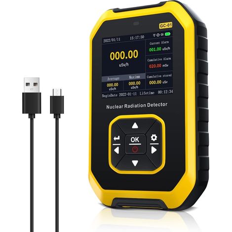 Compteur Geiger portable – Détecteur de radiation nucléaire YF-Y1-GC-01 – Écran LCD – Rechargeable, rayons bêta, gamma, X