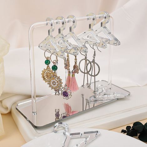 Support d'exposition à bijoux en acrylique - 3 présentoirs créatifs pour boucles d'oreilles - Organisateur de rangement pour colliers, bagues, bracelets (argent). (1/5)