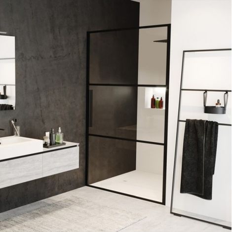 Porte de douche battante en niche GRID 101 RIHO 80x200 cm