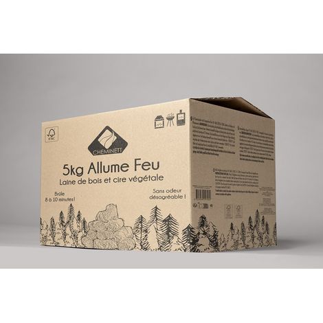 400 Allume feu laine de bois Pyrofeu 100% végétal Carton - 5 kg