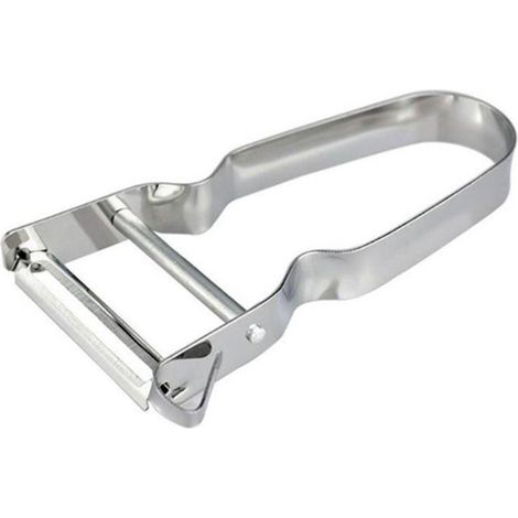 Sparschäler aus Edelstahl, ergonomischer U-förmiger Griff, für Obst und Gemüse, silberfarben. (1/5)