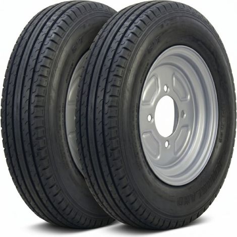 Lot de 2 Roues complète 450x10 4 trous, entraxe 115 mm - Pour Remorque