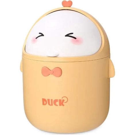 Mini poubelle de table avec couvercle, jolie dessin animé, petite corbeille à papier, décoration Kawaii. Boîte de rangement - jaune (1/5)