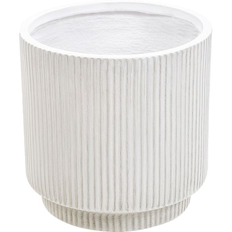 Maceta de mezcla de arcilla blanco crema 30 cm agujero drenaje acabado vertical Daria