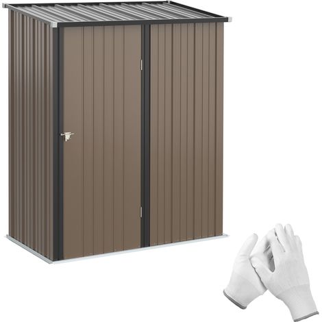 Abri de jardin en acier galvanisé 1,34 m² avec toit en pente, couleur marron (1/5)