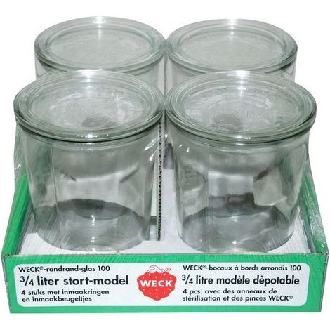 Weck Vasetto in Vetro 0.75 Litri Confezione 4 Pezzi