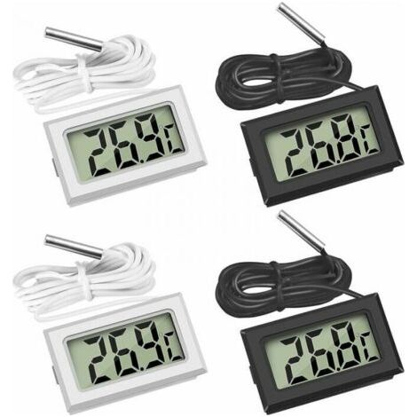 Mini-Digital-LCD-Thermometer mit Temperatursonde und Temperatursensor (2X Schwarz 2X Weiß) FLITI