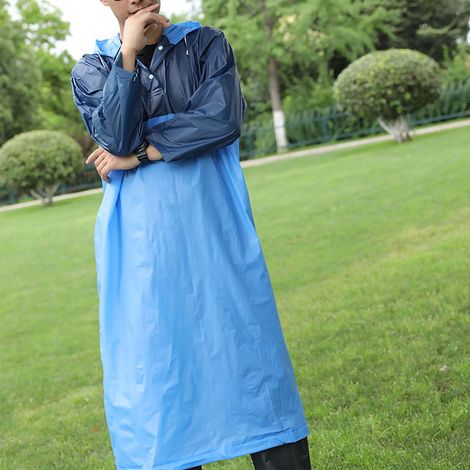 Imperméable adulte, ample, souple, imperméable, réutilisable et portable, idéal pour les voyages et la randonnée, vert/bleu. (1/5)