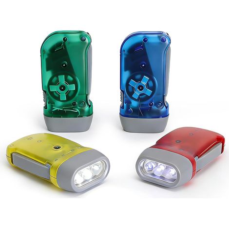 Lampe Dynamo Survie Manivelle – Lot de 4 Lampe Torche Dynamo LED Sans Pile, Lampe de Poche Manivelle pour Urgence, Camping, Randonnée et Kit Survie (1/5)