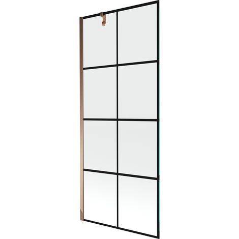 Mexen Next 1-Flügel-Badewannenwand 80 x 150 cm, Schwarzes Design, Rosa Gold - 895-080-000-00-77-60 (1/5)