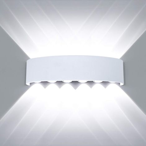 Applique murale d'extérieur étanche, 12 W, aluminium, lumière blanche froide 6000 K, applique murale d'intérieur, adaptée aux cours et villas (1/5)