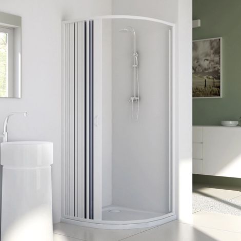 Box Doccia Giove in PVC Semicircolare Angolare 2 Lati Apertura Scorrevole Laterale a Soffietto Anta Unica 70 x 90 x h 185 cm (Raggio 38cm) (1/5)