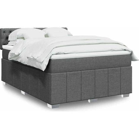 Boxspringbett mit Matratze Dunkelgrau 140x200 cm Stoff
