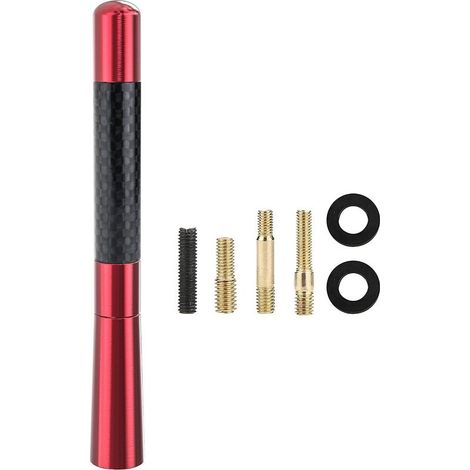 Mât d'antenne de voiture rouge universel en fibre de carbone, antenne courte de remplacement pour véhicule de camion, 4,7 pouces, compatible avec Ford, Dodge, Jeep, Toyota, Nissan, Mazda (1/5)