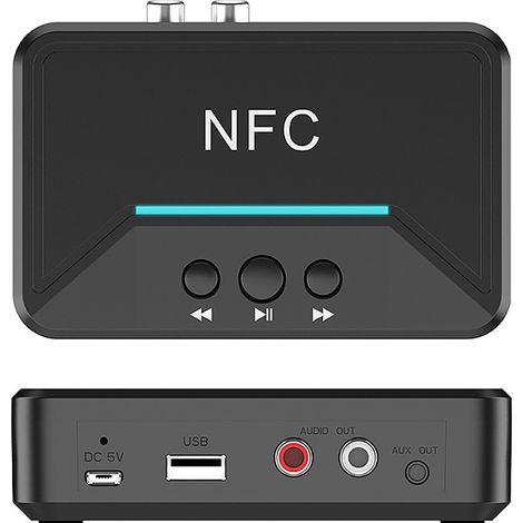 Récepteur Bluetooth 5.0 avec NFC, A2DP, sorties RCA et Jack 3.5mm pour voiture, enceinte ou casque (1/5)