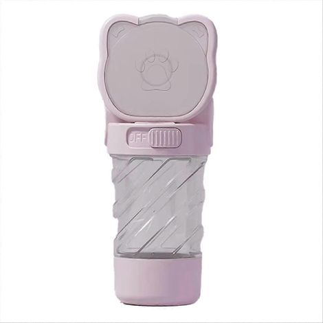 Hunde-/Katzen-Trinkflasche mit Aufbewahrungsfach für Futter und Wasser, ideal für Reisen und kleine Haustiere (rosa). (1/5)