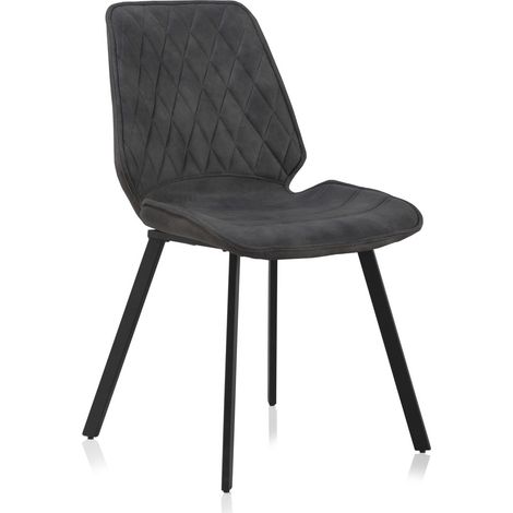 Fauteuil rembourré gris foncé avec pieds en métal noir, lot de 2 (1/5)