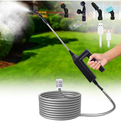 Pulverizador eléctrico a presión de múltiples velocidades recargable + pértiga telescópica con manguera de 8 m y 4 boquillas, pulverizador portátil de jardín para patio, césped y lavado de coches (1/4)