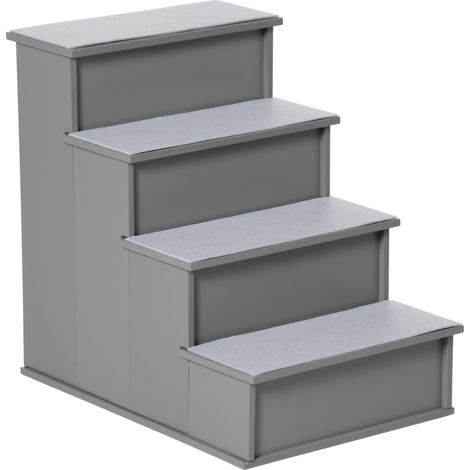 Escalera para mascotas de 4 peldaños gris 40 x 59 x 54,2 cm (1/5)