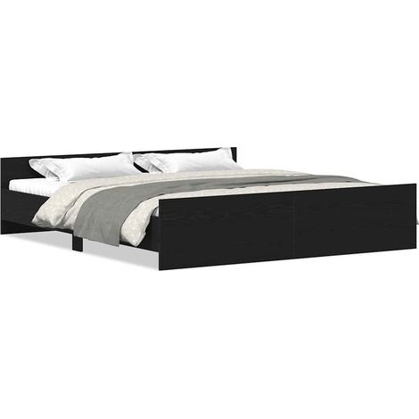 Bed Frame without Mattress Black Oak 200x200 cm Engineered Wood vidaXL (1/5)