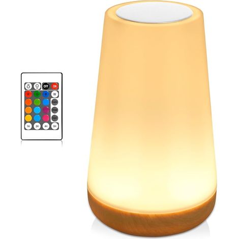 Lampe de Nuit LED Tactile - 13 Couleurs RVB Changeantes & 3 Modes Dimmables, Veilleuse Bébé Rechargeable USB avec Télécommande, pour Chambre d'Enfant à Coucher Salon Camping Lampe Colorée (1/5)