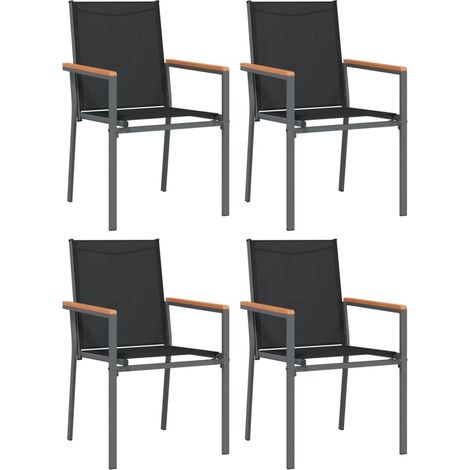 Maison Exclusive - Sedie da Giardino 4 pz Nere 55x61,5x90 cm Textilene e Acciaio
