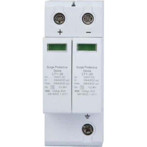 Parafoudre DC, 1000V Surge Protector Ménage Parafoudre photovoltaïque Dispositif de Protection contre les Surtensions (2P 40KA) (1/5)