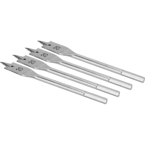 Ensemble de 4 forets plats de rechange en acier à haute teneur en carbone pour le travail du bois, 20 mm (1/5)
