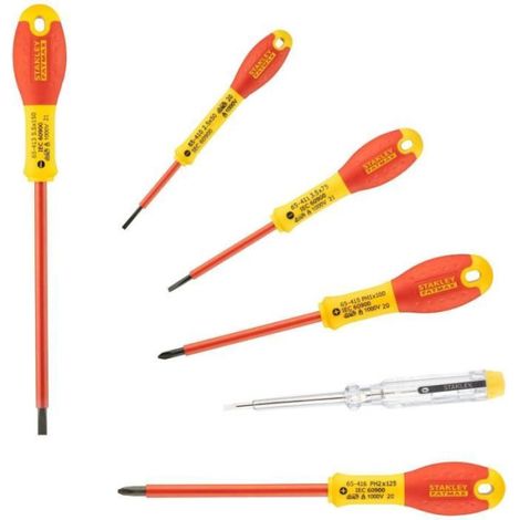 Jeu de 6 Tournevis Isolés 1000V - STANLEY FATMAX - 0-65-441 - Electricien + Philipps + Testeur (1/2)