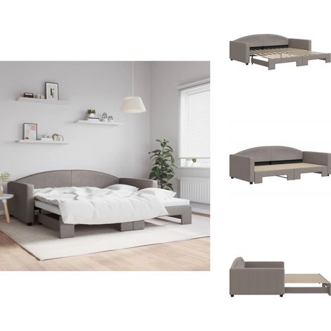 Lit de jour avec lit gigogne taupe 100x200 cm tissu - Canapé Convertible - Lit Deux Places - Lit Tiroir - Meuble Multifonction - Mobilier Contemporain (1/5)
