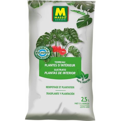 MASSO GARDEN Sustrato Plantas de Interior 2,5 L