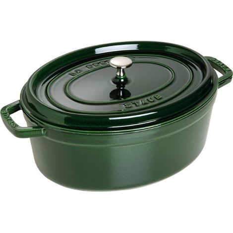 Cocotte Ovale en Fonte 29 cm Vert Basilic