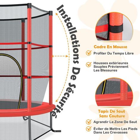 Sécurité et Activité Physique Enfant Trampoline Ø165cm Hexagonal avec Filet 360° et Mousse EPE (1/5)