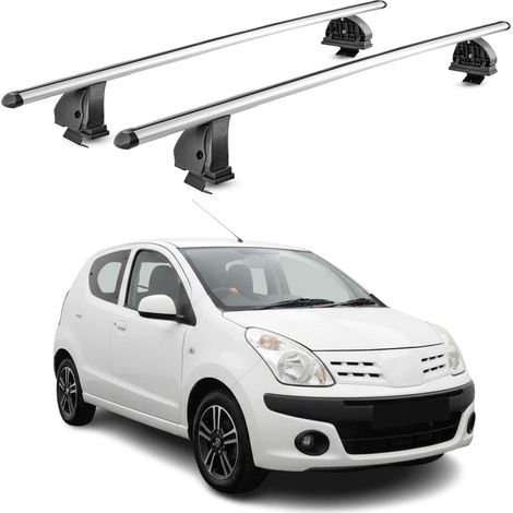 OMAC Barres de toit transversales en aluminium pour Nissan Pixo 2009-2013 – TÜV / DIN 75302:2019 – Antivol inclus – Charge max 75 kg – 2 barres – Gris (1/5)