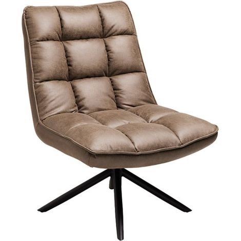 Fauteuil relax rotatif tissu microfibres kaki Casita GRUNDY