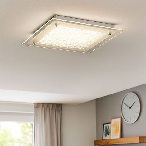 Plafoniera Lampada da soggiorno Plafoniera, vetro a forma di goccia, bordo chiaro, 15W 1200 lumen bianco caldo L x L x A 25 x 25 x 5 cm AZIONE 976701060300 (1/5)