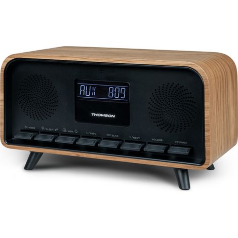 Thomson – Enceinte Bluetooth 5.3 avec radio FM – Réveil intégré – Écran LCD – 50 stations mémorisables – Chargeur USB-C – RT850BT