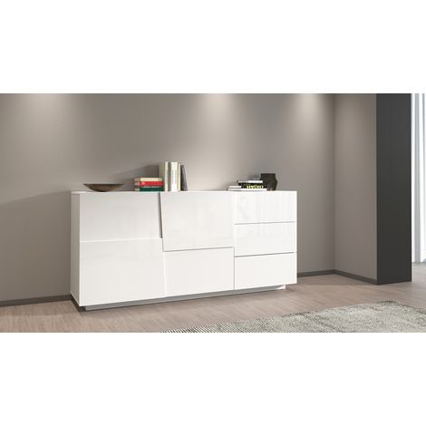 Buffet/bahut moderne 180 cm blanc brillant Pedro (1/4)