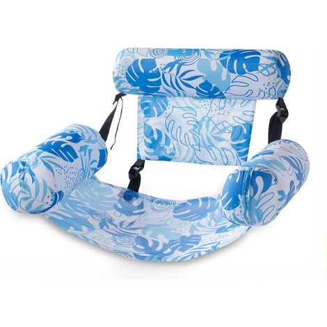 Fauteuil flottant gonflable pour adultes, hamac aquatique à motif de feuilles, chaise longue flottante pour piscine, plage, lac et détente estivale et fêtes au bord de la piscine[NX] (1/5)