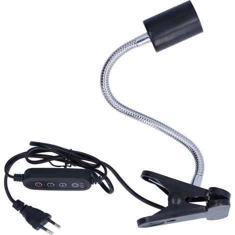 Support de Lampe Chauffante pour Reptiles - Tube Flexible 360° - Minuterie 2/4/8 h - Prise EU 220 V - E27 - 37 cm - 430 g (1/5)