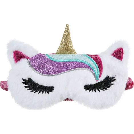 Masque de sommeil licorne dix neuf sur neuf centimètres en peluche doux avec motif amusant pour homme et femme (1/5)